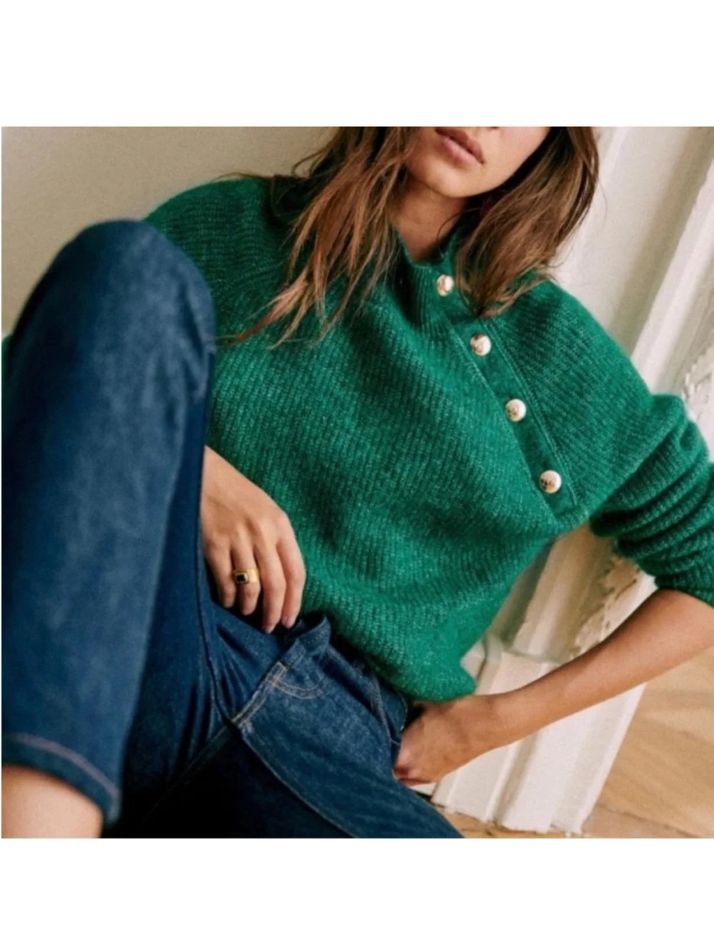 Sezane Trudy Jumper in Nature Green